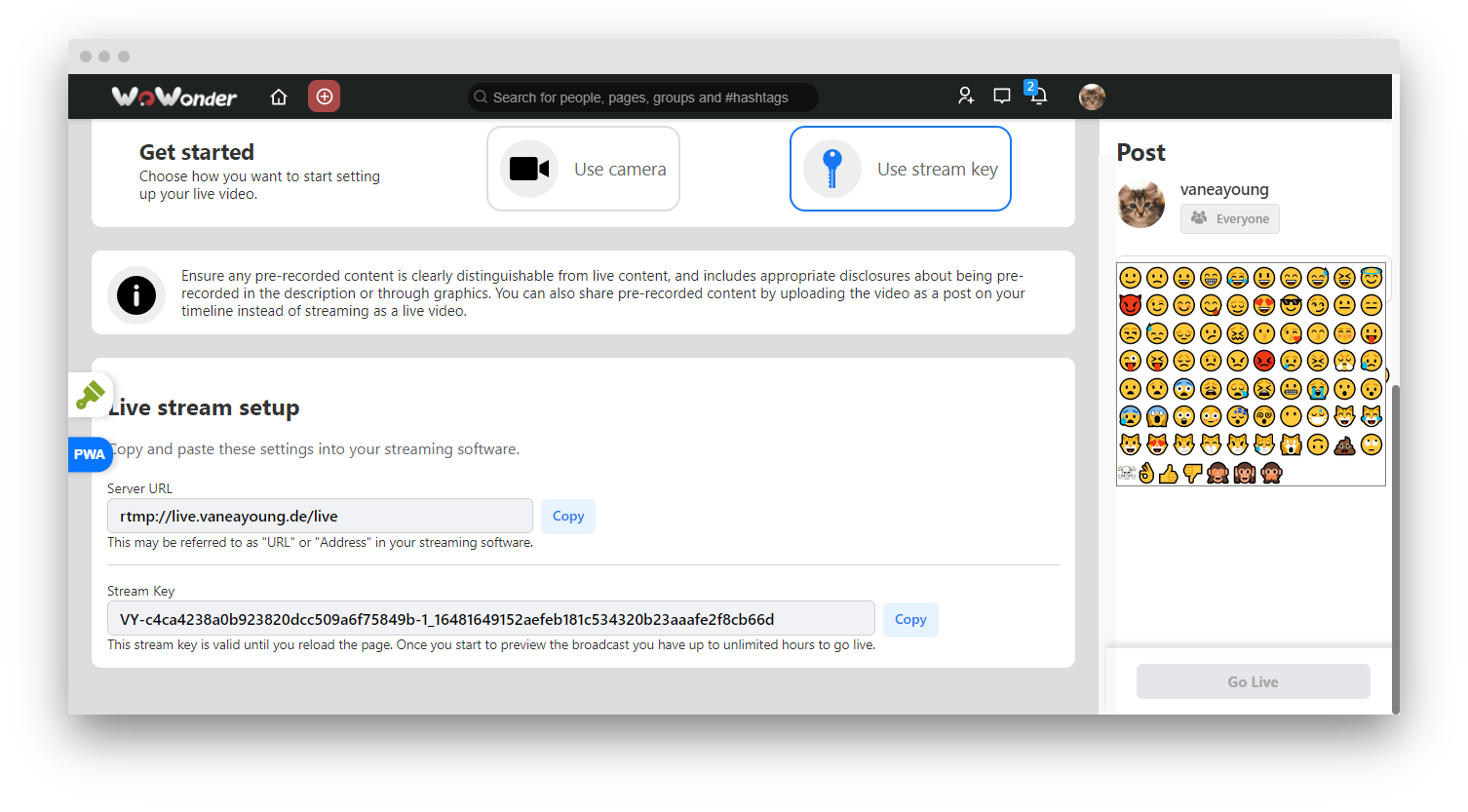 Live Stream plugin WebRTC & RTMP for Wowonder & Sngine Social Network & Playtube - 50